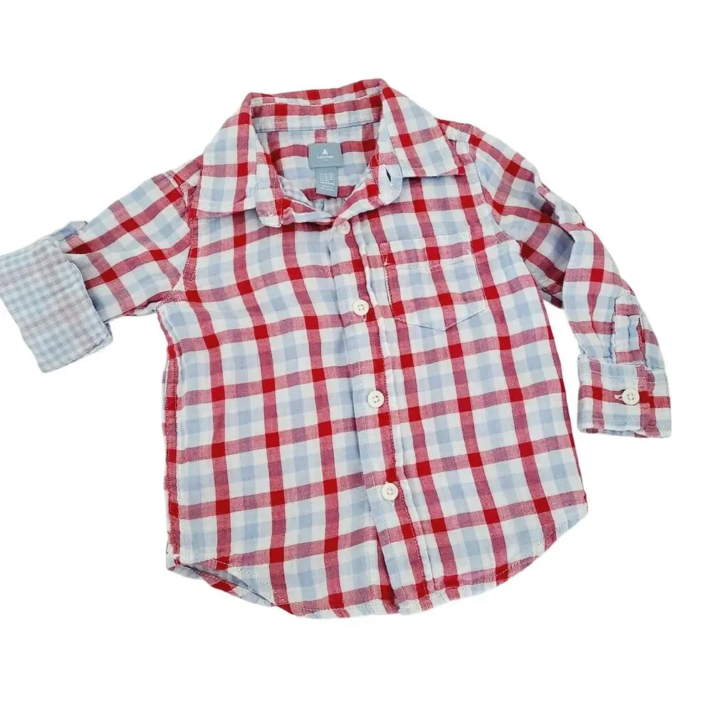 Gap 12-18M super soft plaid red white and blue